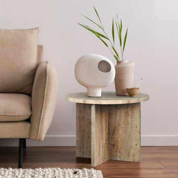 Javier 14" Contemporary Natural Marble Handmade X-Shaped End Table - JONATHAN Y